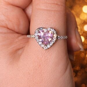 Heart-Shaped Pink and WGP Ring